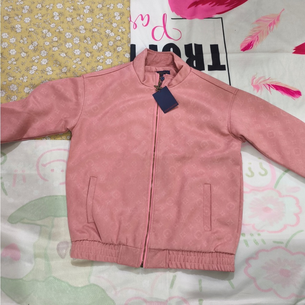 Louis Vuitton Dusty Pink Suede-Look Zip Jacket - Picture 3 of 9